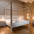 Letto Matrimoniale 180x200 con Baldacchino in Legno Teak Massello - Tempera Viadurini