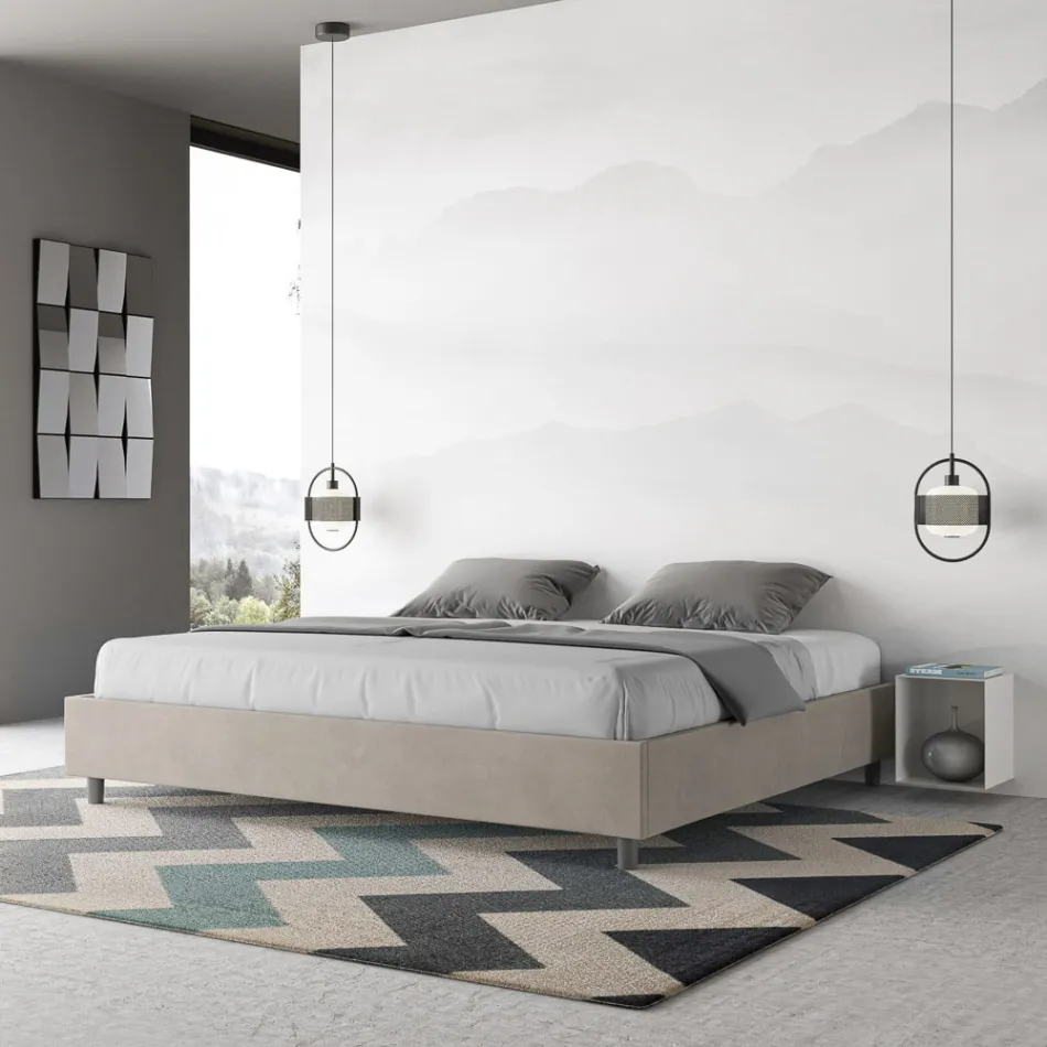Letto Matrimoniale 190x200 cm Rivestito in Microfibra Made in Italy - Atleta Viadurini
