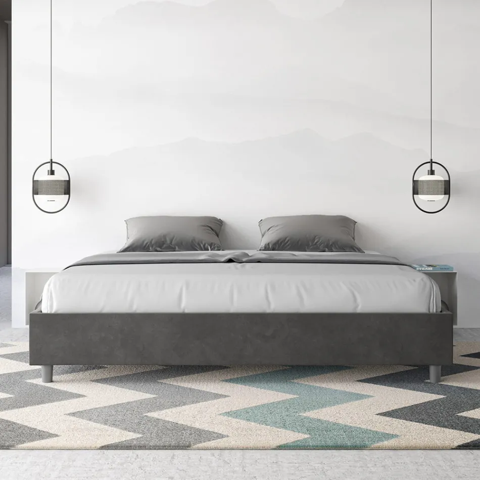 Letto Matrimoniale 190x200 cm Rivestito in Microfibra Made in Italy - Atleta Viadurini