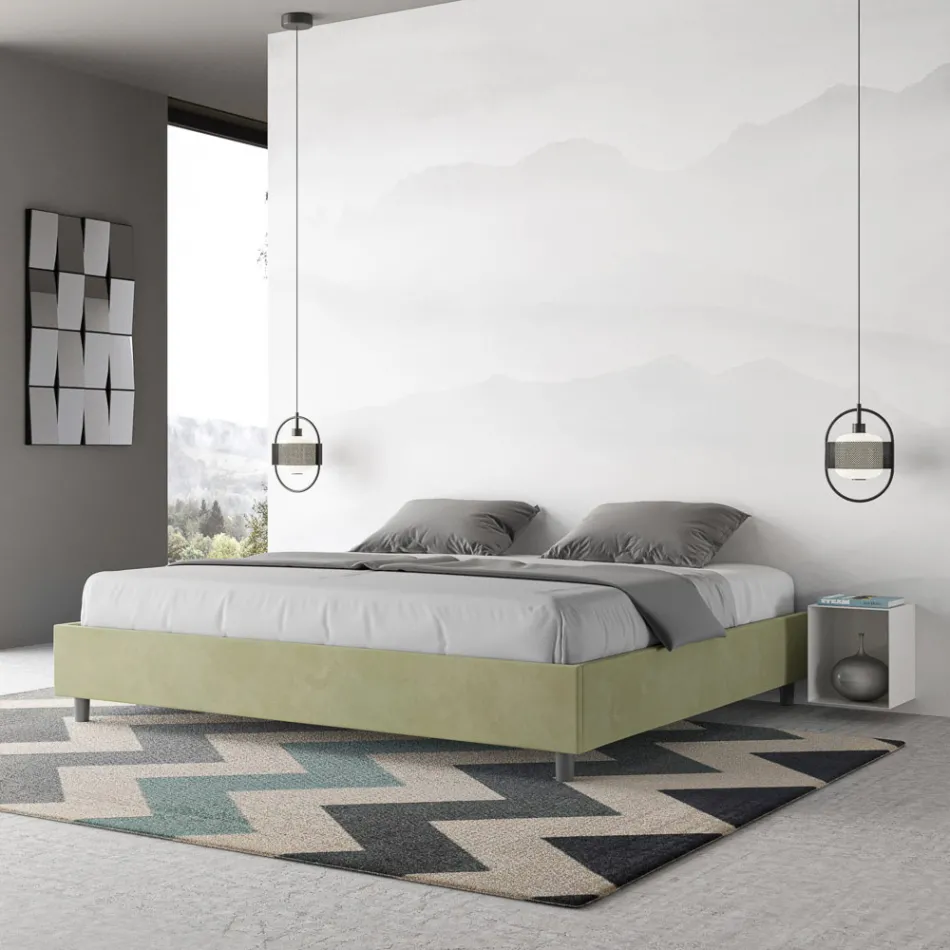 Letto Matrimoniale 190x200 cm Rivestito in Microfibra Made in Italy - Atleta Viadurini