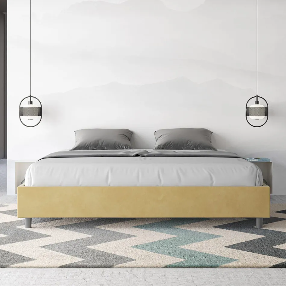 Letto Matrimoniale 190x200 cm Rivestito in Microfibra Made in Italy - Atleta Viadurini