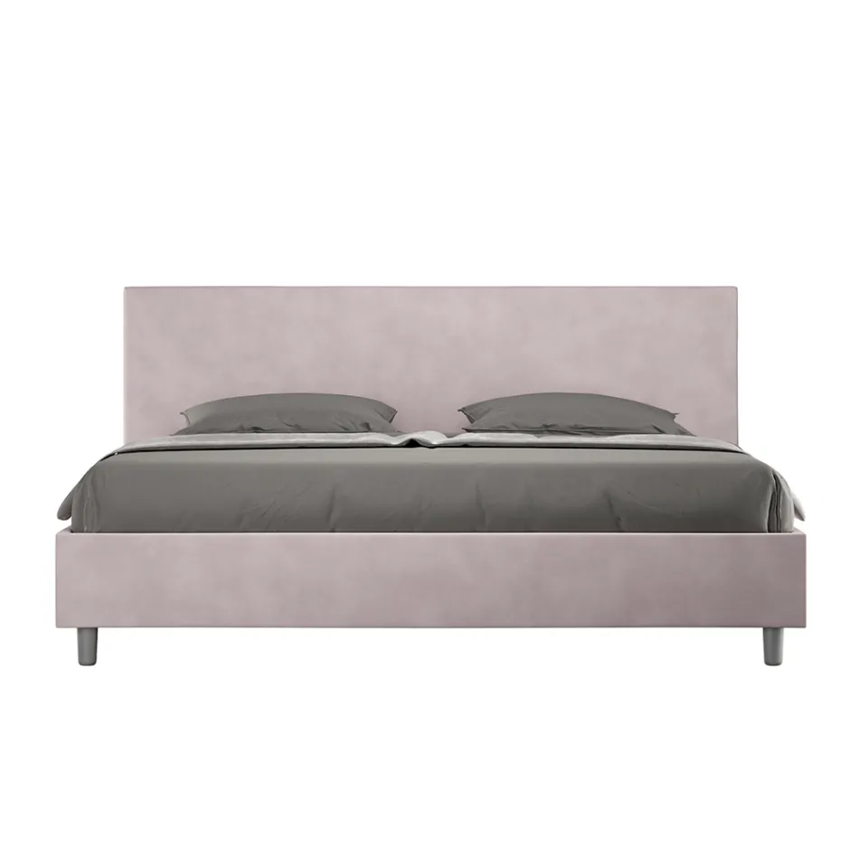 Letto Matrimoniale 200x200 cm con Testata in Microfibra Made in Italy - Pallone Viadurini