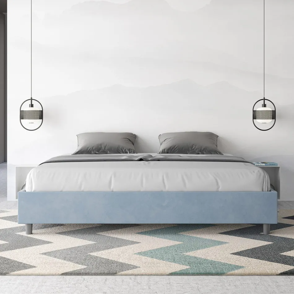 Letto Matrimoniale 200x200 cm Rivestito in Microfibra Made in Italy - Atleta Viadurini