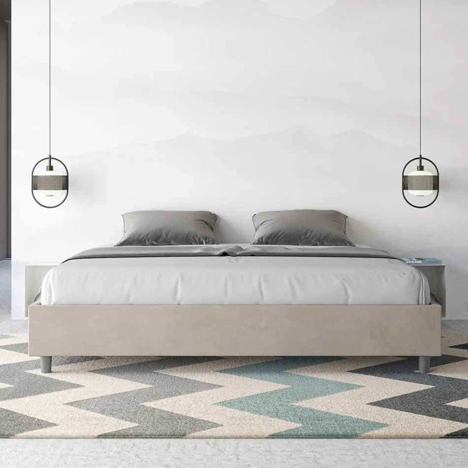 Letto Matrimoniale 200x200 cm Rivestito in Microfibra Made in Italy - Atleta Viadurini