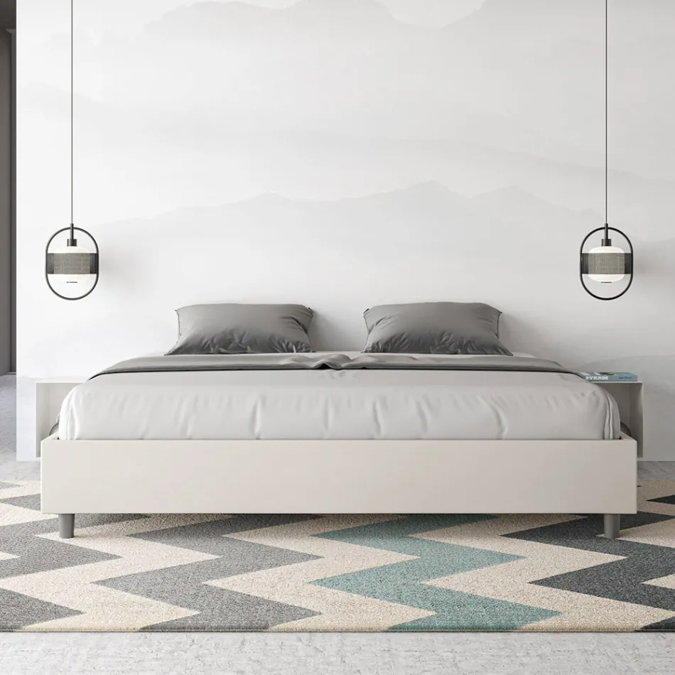 Letto Matrimoniale 200x200 cm Rivestito in Similpelle Made in Italy - Atleta Viadurini