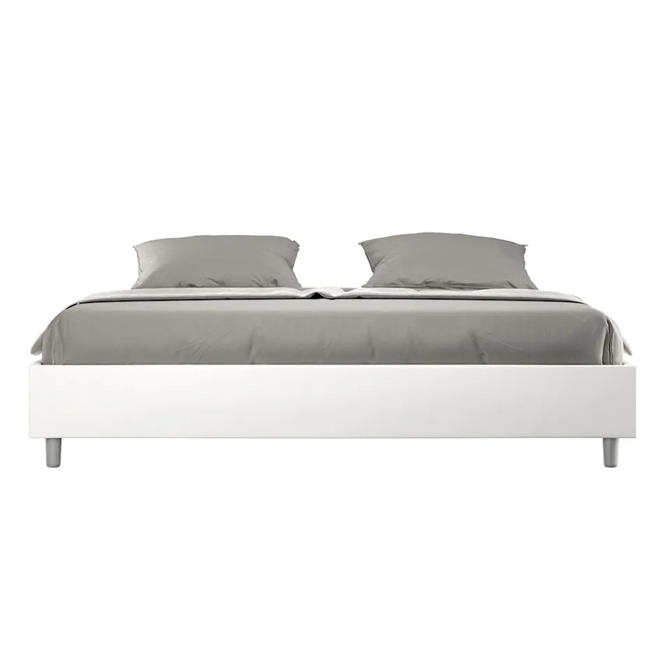 Letto Matrimoniale 200x200 cm Rivestito in Similpelle Made in Italy - Atleta Viadurini