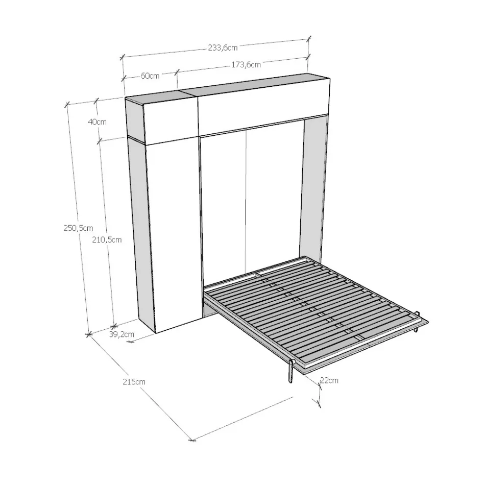 Letto Matrimoniale a Scomparsa Verticale con Pensile e Colonna  - Magicompare Viadurini