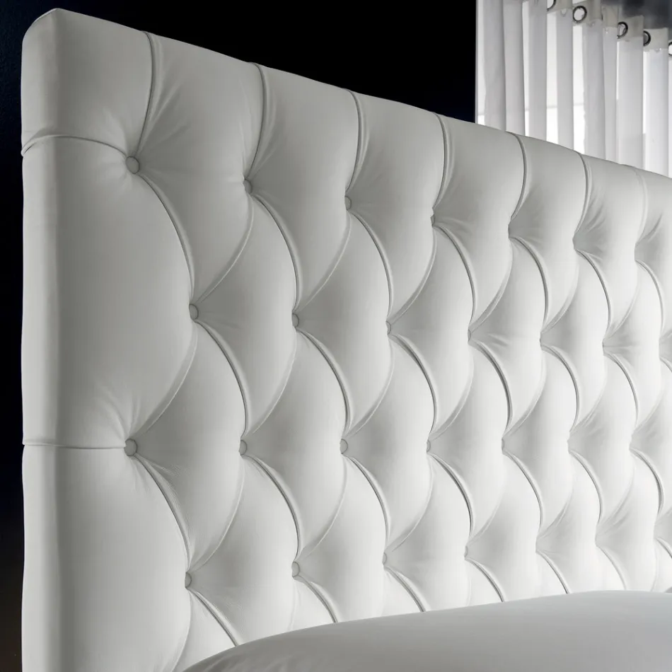 Letto Matrimoniale Capitonné con Contenitore Opzionale Made in Italy - Sciocco Viadurini