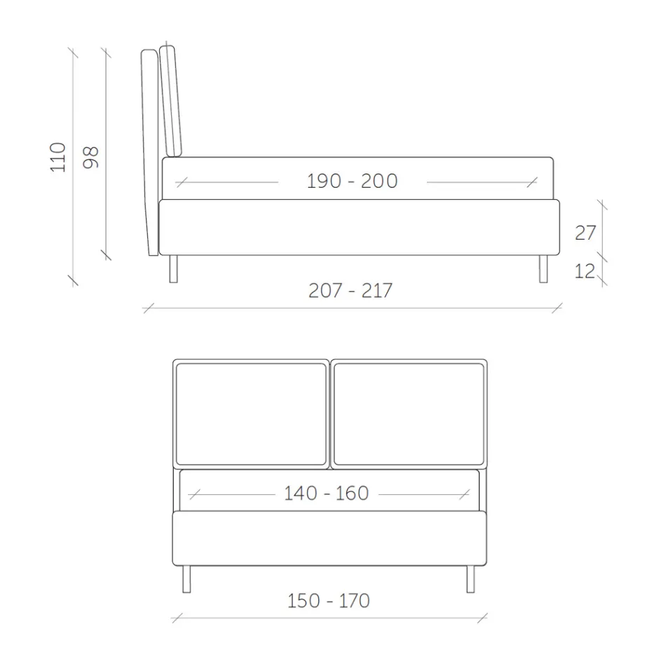 Letto Matrimoniale con Box Contenitore Realizzato in Italia - Ernesta Viadurini