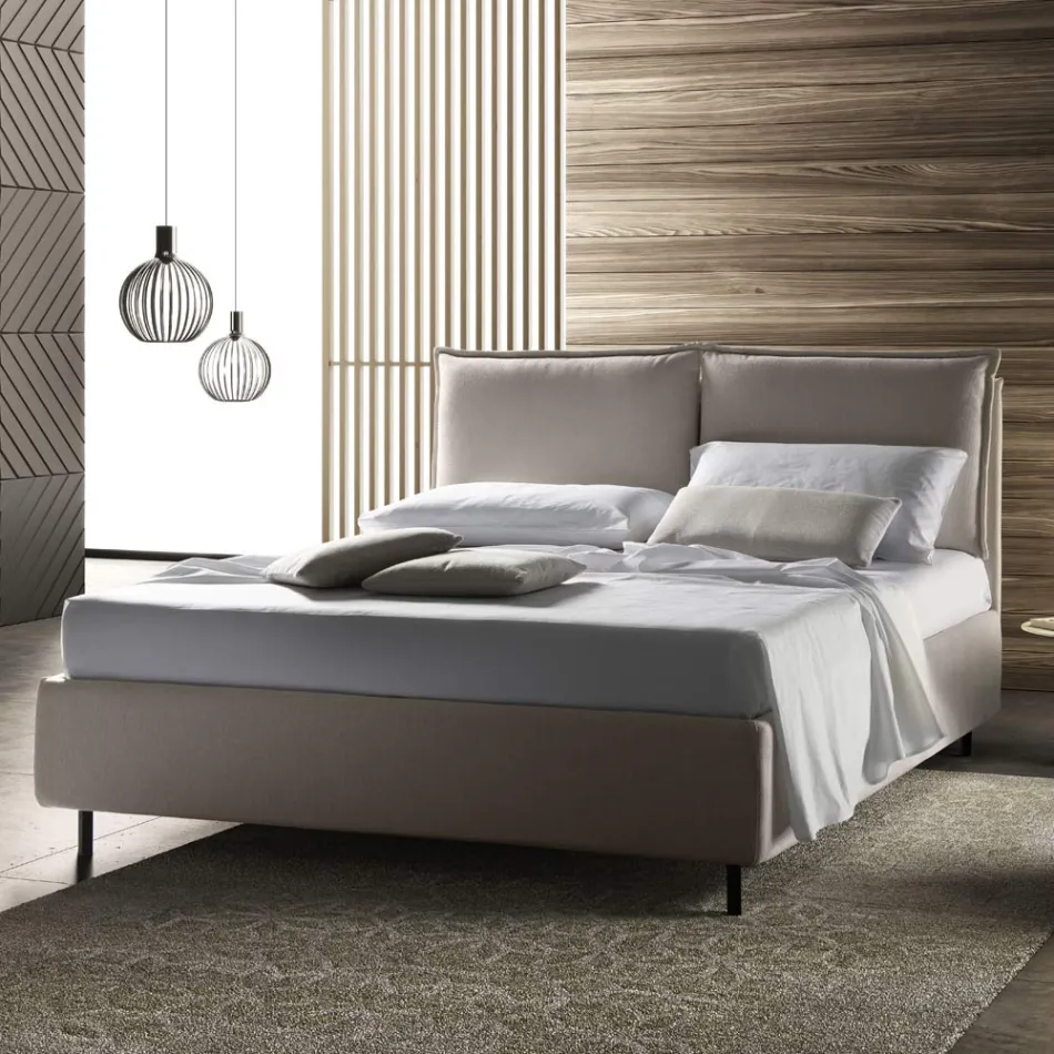 Letto Matrimoniale con Box Contenitore Realizzato in Italia - Ernesta Viadurini