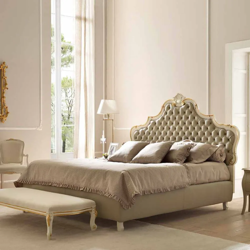 Letto matrimoniale con contenitore, design classico, Chantal by Bolzan Viadurini