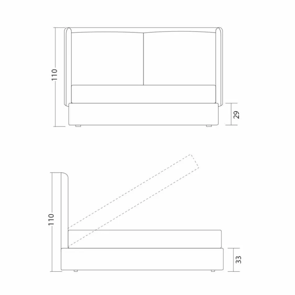Letto matrimoniale con contenitore, design moderno, Kate by Bolzan Viadurini
