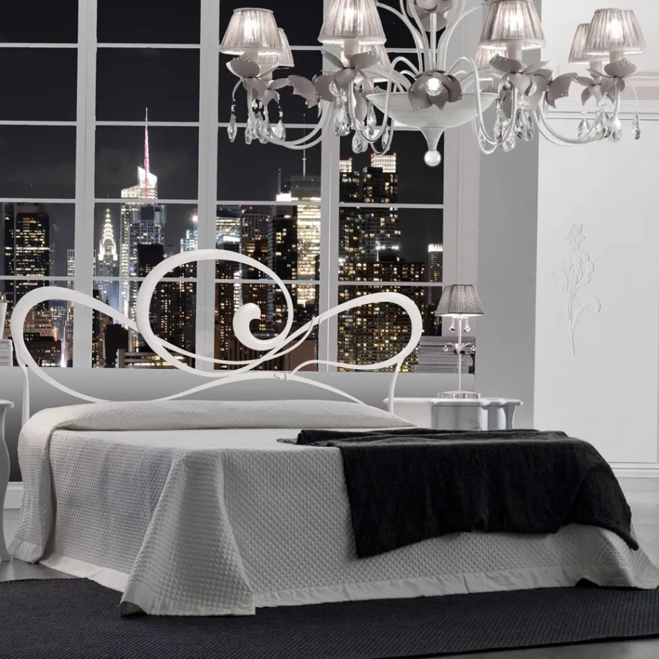 Letto Matrimoniale con Giroletto in Ferro Made in Italy - Ombra Viadurini