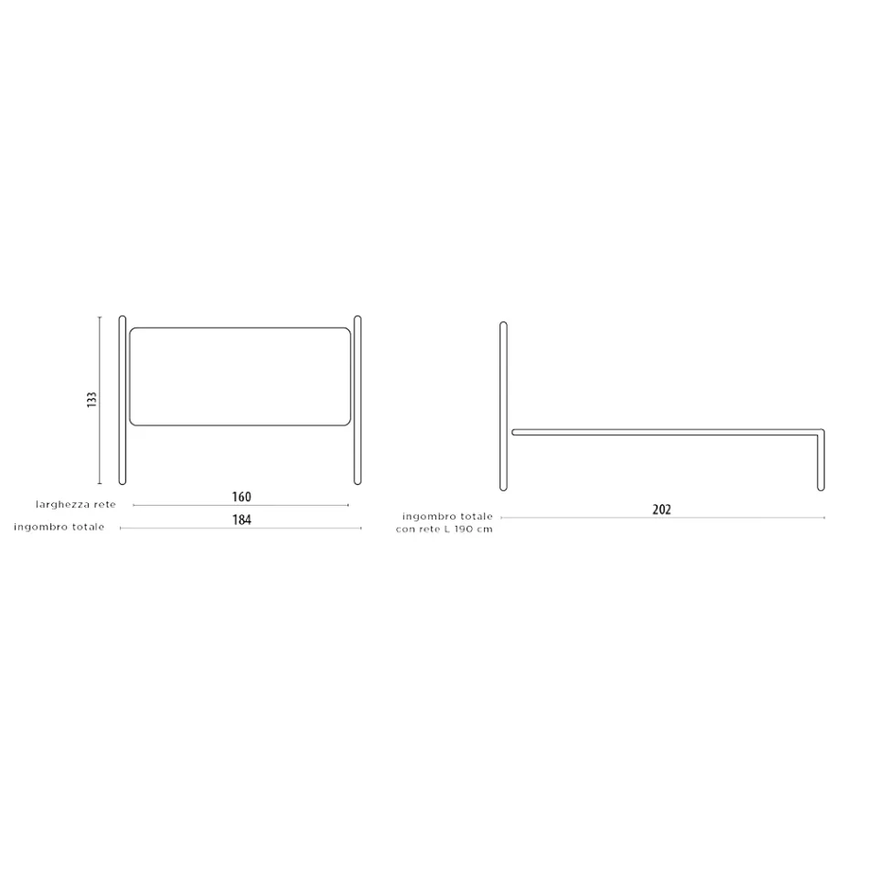 Letto Matrimoniale con Giroletto in Ferro Made in Italy - Ombra Viadurini