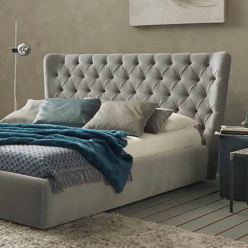 Letto matrimoniale con testata trapuntata design moderno Selene Bolzan Viadurini