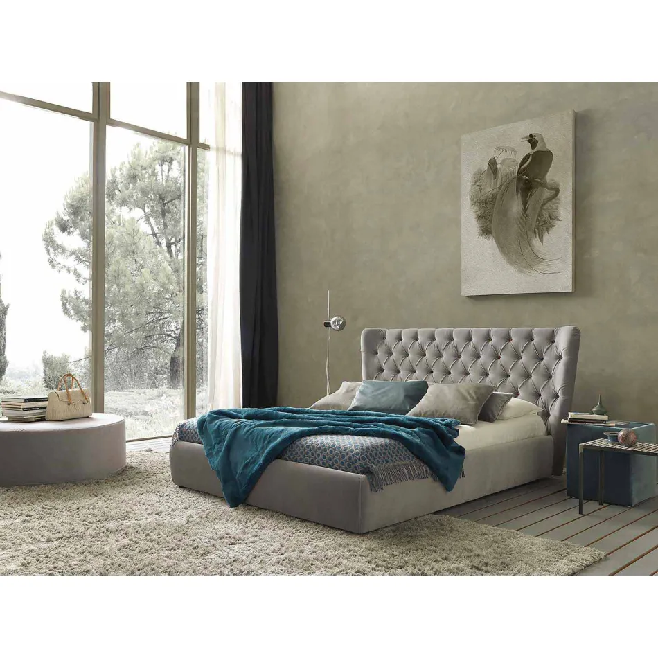 Letto matrimoniale con testata trapuntata design moderno Selene Bolzan Viadurini