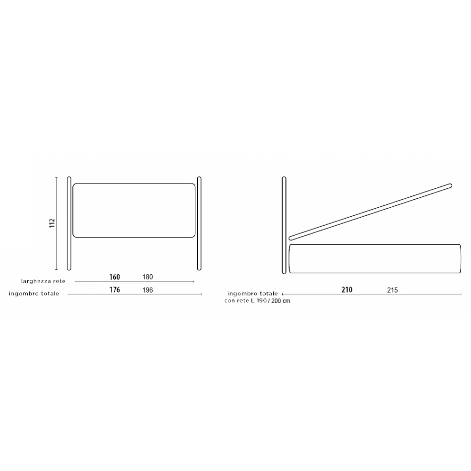 Letto Matrimoniale con Testiera in Ecopelle o Tessuto Made in Italy - Buddy Viadurini