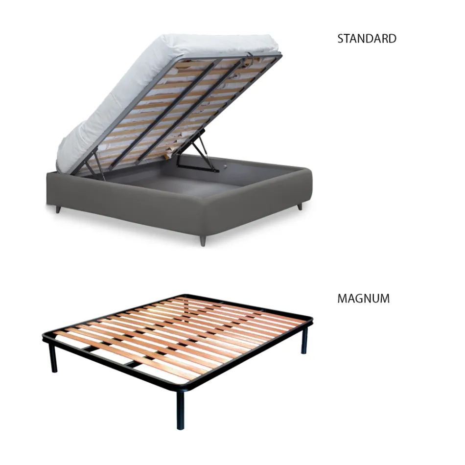 Letto Matrimoniale con Testiera in Ecopelle o Tessuto Made in Italy - Buddy Viadurini