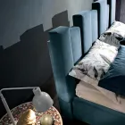 Letto Matrimoniale di Design Imbottito Moderno Blu o Grigio Alta Qualità - Kenzo Viadurini