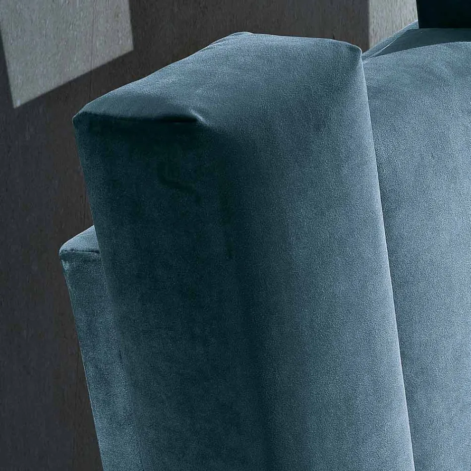 Letto Matrimoniale di Design Imbottito Moderno Blu o Grigio Alta Qualità - Kenzo Viadurini