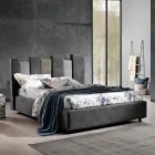 Letto Matrimoniale di Design Imbottito Moderno Blu o Grigio Alta Qualità - Kenzo Viadurini