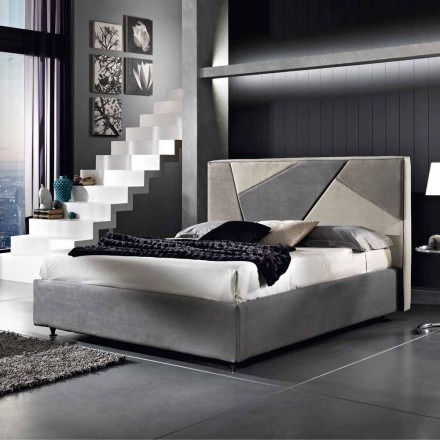 Letto matrimoniale imbottito con contenitore alzante 160x190/200cm Mia Viadurini