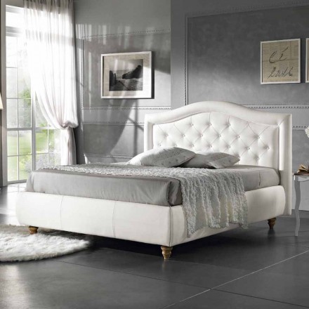 Letto matrimoniale imbottito in ecopelle con box 160x190/200 cm Agly Viadurini