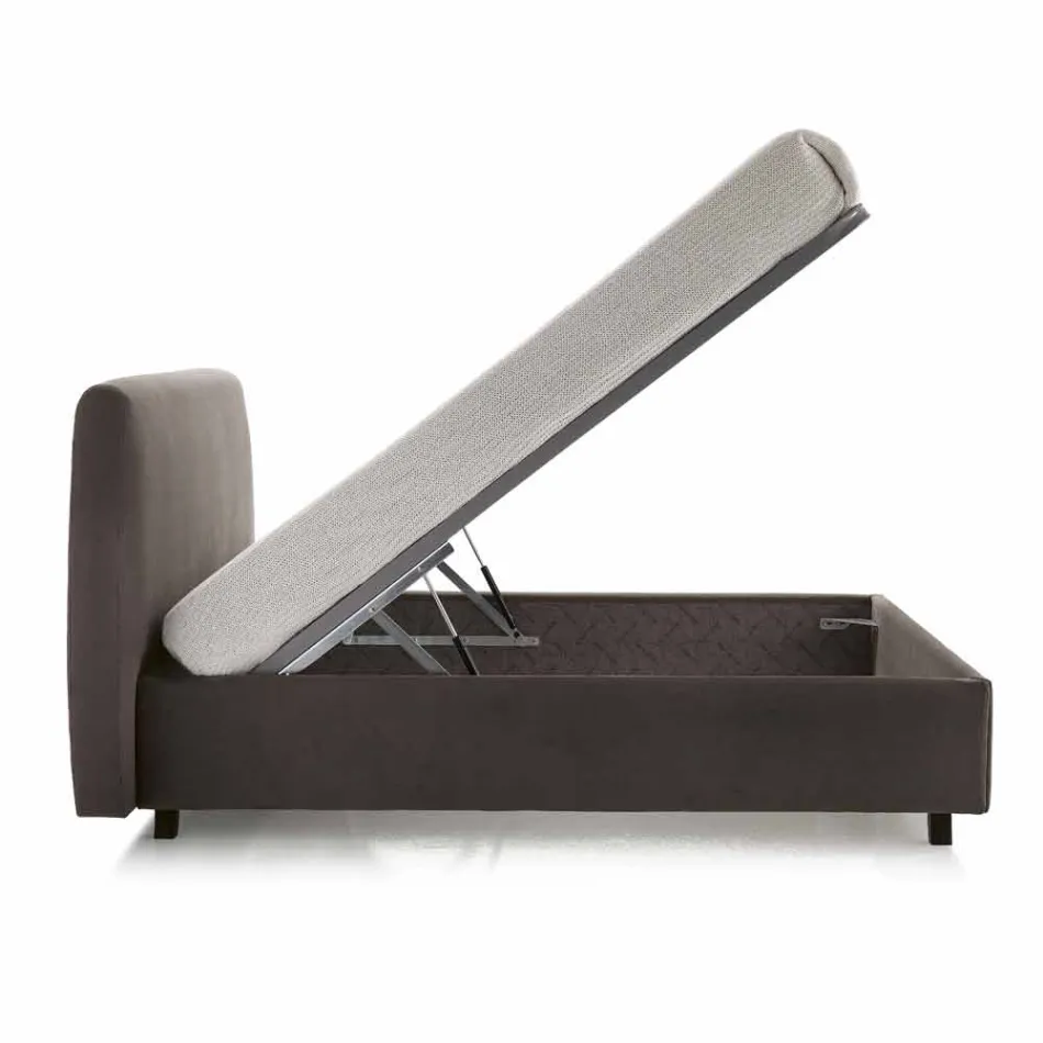 Letto matrimoniale imbottito moderno con box alzante 160x190/200cm Sun Viadurini