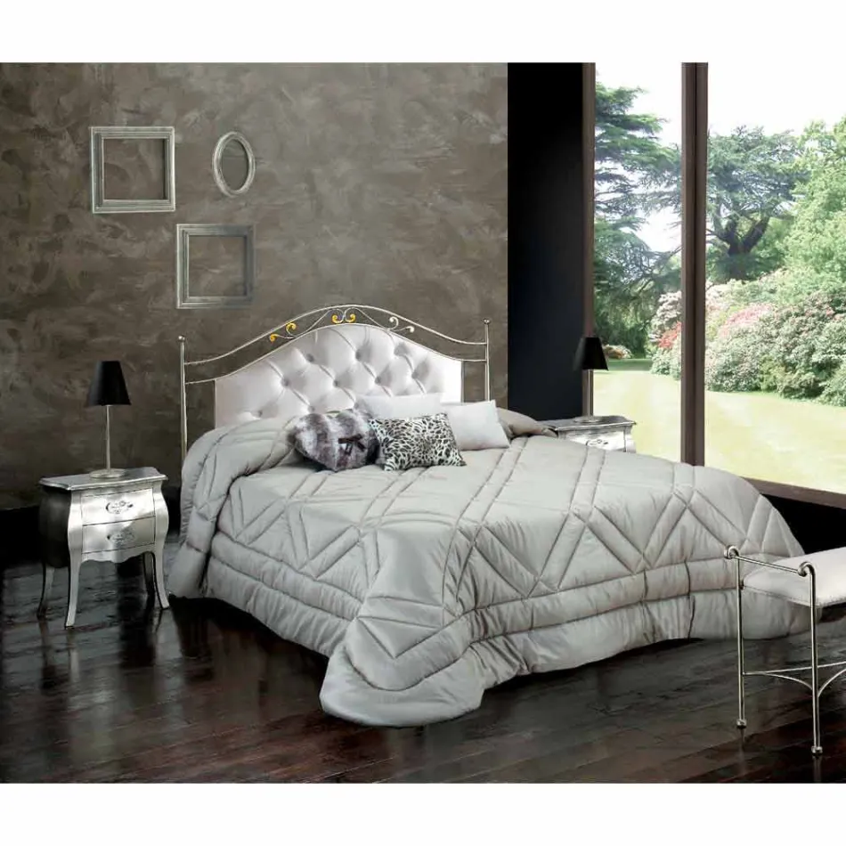 Letto matrimoniale imbottito realizzato a mano in ferro pieno Gracie Viadurini