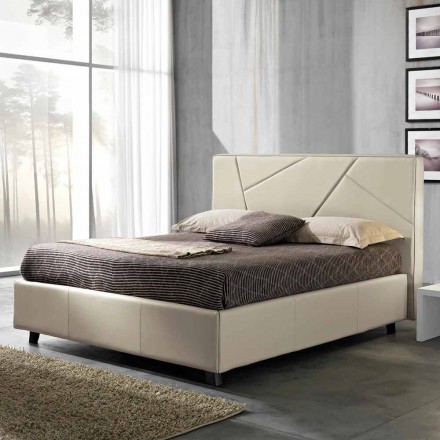 Letto matrimoniale in ecopelle con box alzante 160x190/200 cm Mia Viadurini
