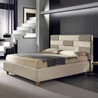 Letto matrimoniale in ecopelle con box contenitore 160x190/200 cm Gin Viadurini