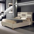 Letto matrimoniale in ecopelle con box contenitore 160x190/200 cm Gin