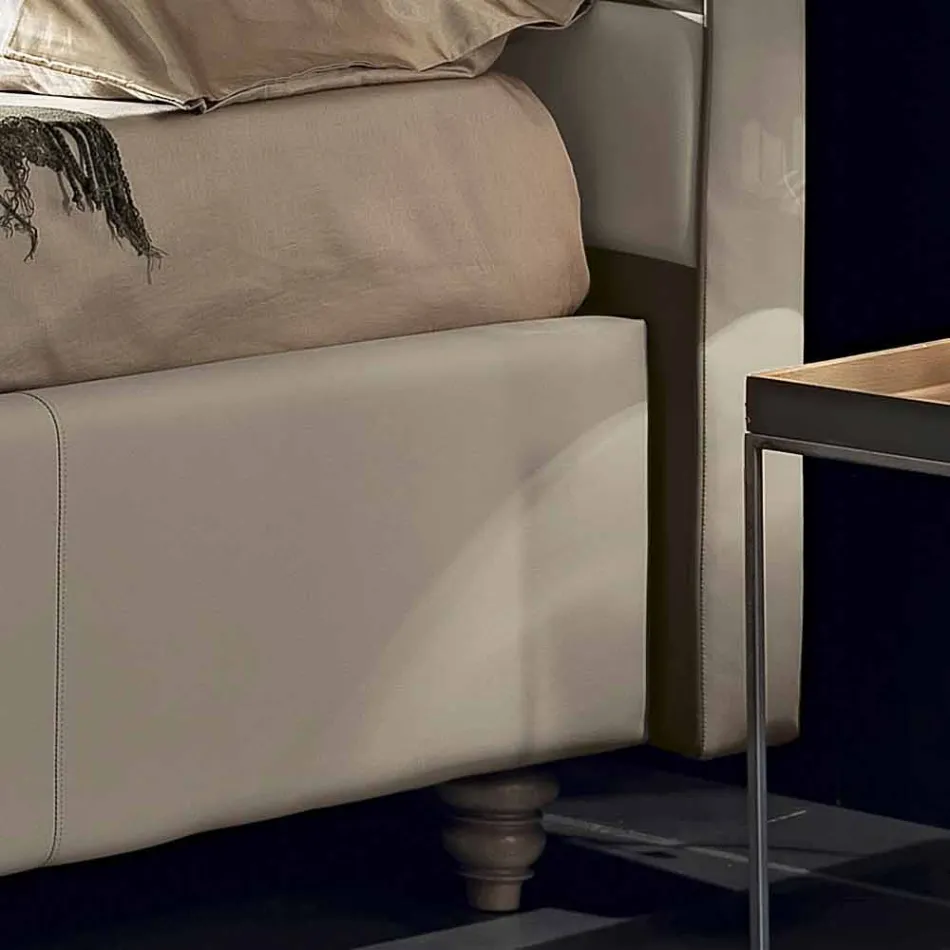 Letto matrimoniale in ecopelle con box contenitore 160x190/200 cm Gin Viadurini