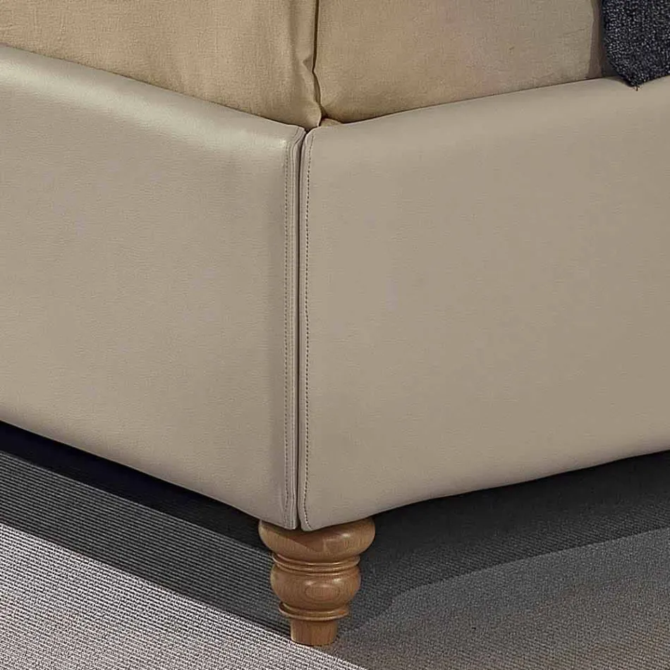 Letto matrimoniale in ecopelle con box contenitore 160x190/200 cm Gin Viadurini