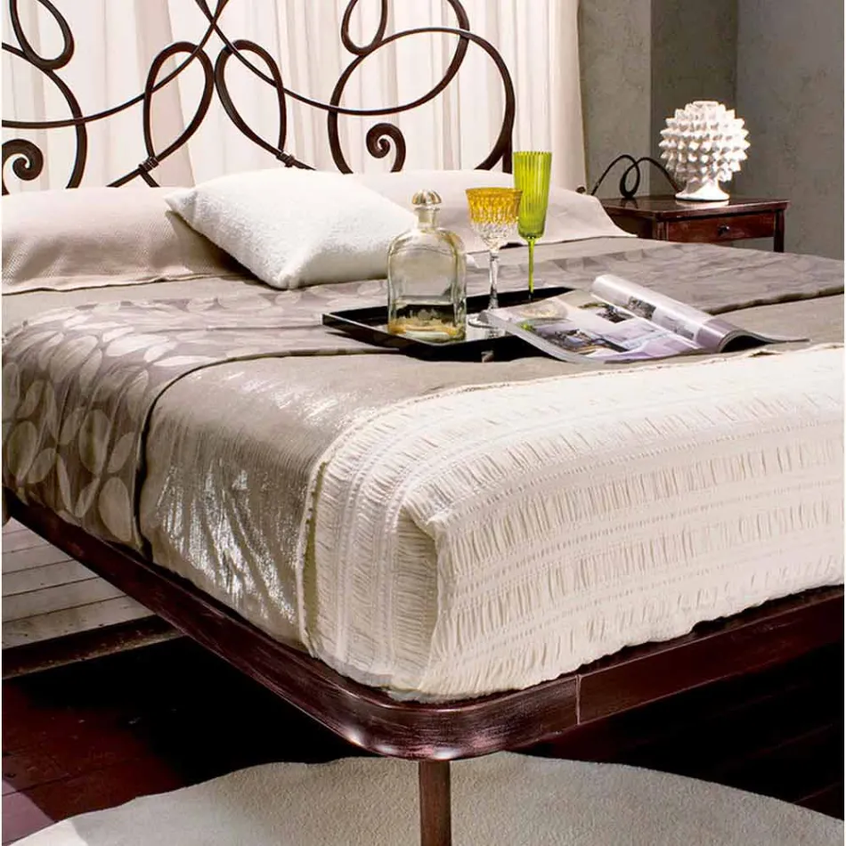 Letto Matrimoniale in Ferro Battuto Granito Viadurini