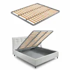 Letto Matrimoniale in Tessuto con Box e Testata a Righe Made in Italy – Nives Viadurini