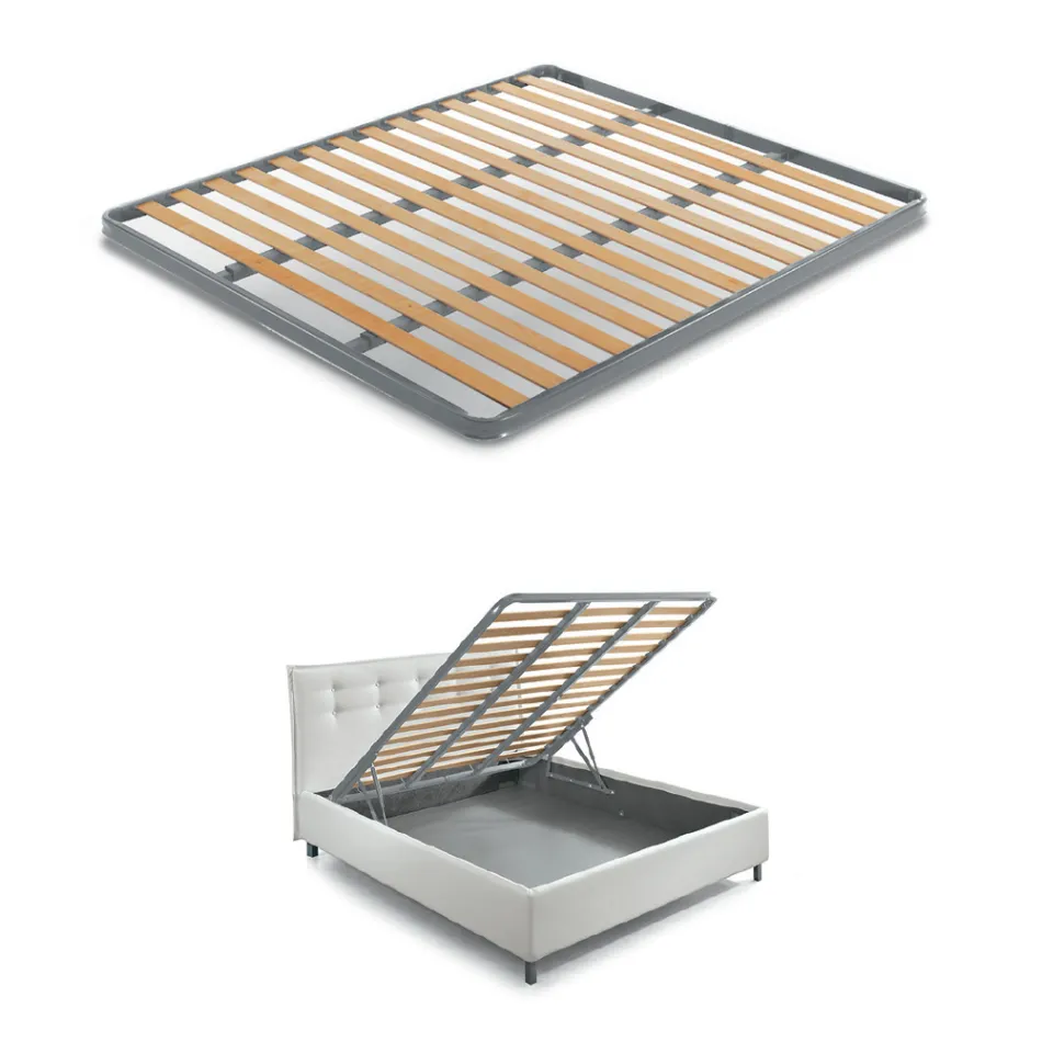 Letto Matrimoniale Moderno con Box e Testata Trapuntata - Londra Viadurini