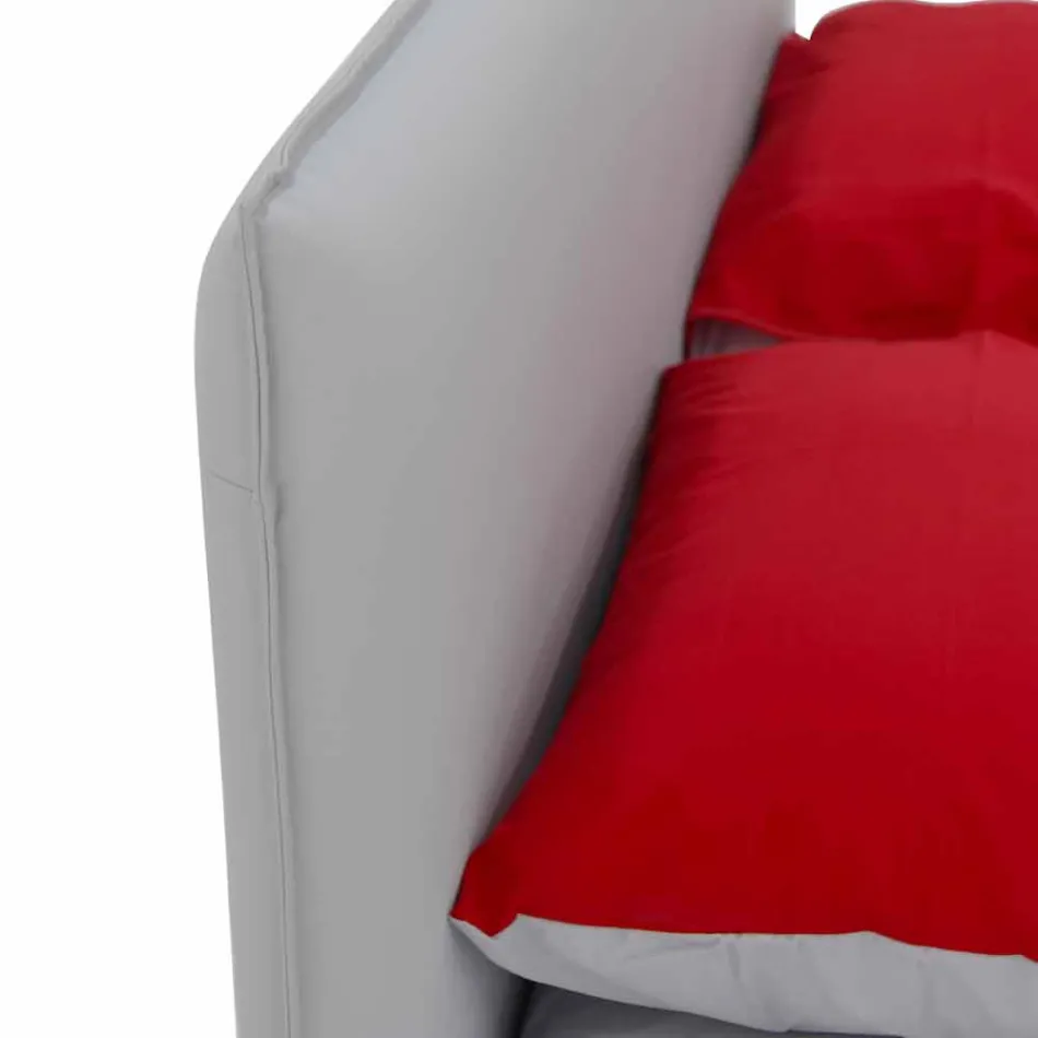 Letto Matrimoniale Rivestito in Similpelle con Piedini Made in Italy - Nurzio Viadurini