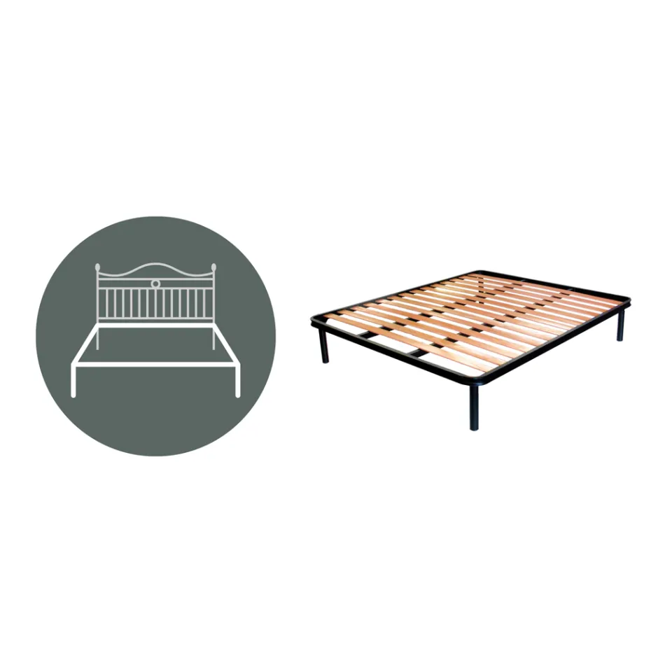 Letto Matrimoniale Testata in Ferro Tubolare Marrone Anticato Oro - Taglia Viadurini