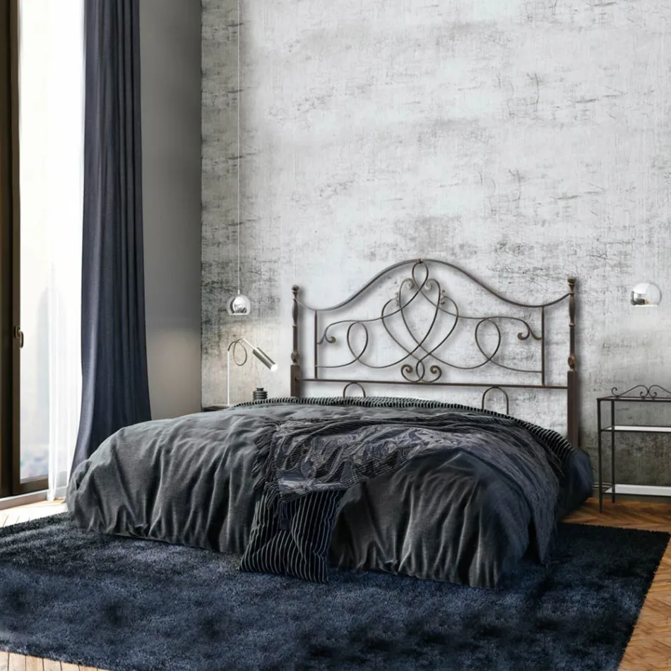 Letto Matrimoniale Testata in Ferro Tubolare Marrone Anticato Oro - Taglia Viadurini