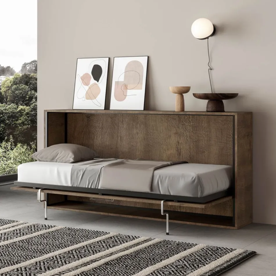 Letto Singolo a Scomparsa Orizzontale Made in Italy - Collaborativo Viadurini