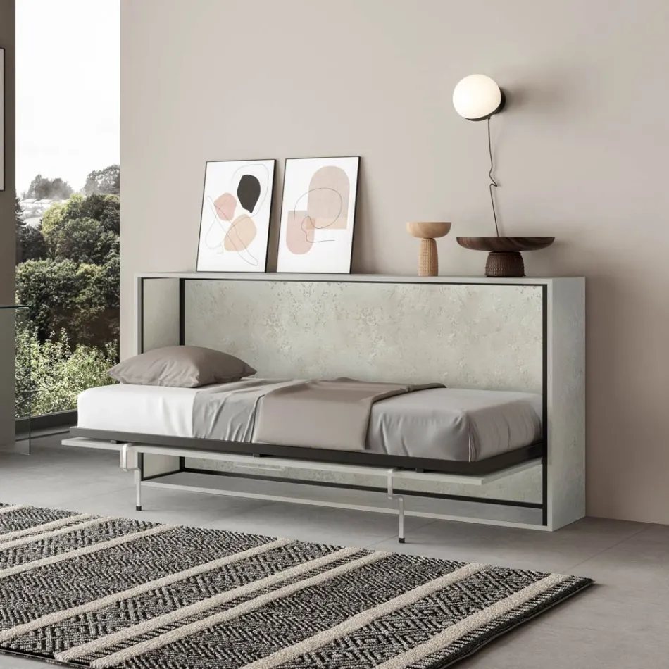 Letto Singolo a Scomparsa Orizzontale Made in Italy - Collaborativo Viadurini