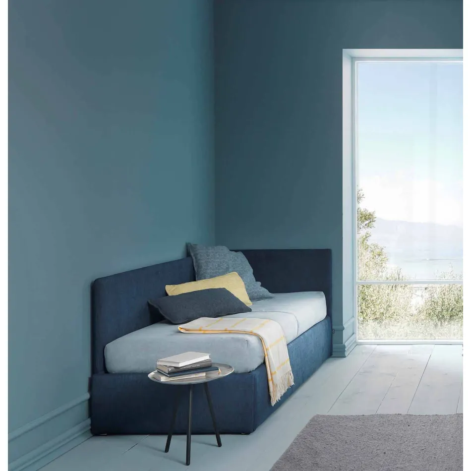 Letto singolo ad angolo, con testiera e pannello laterale Line4 Bolzan Viadurini