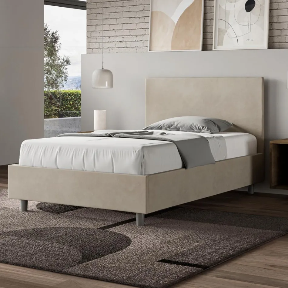 Letto Una Piazza e Mezzo 120x200 cm con Testata in Microfibra Made in Italy - Pallone Viadurini