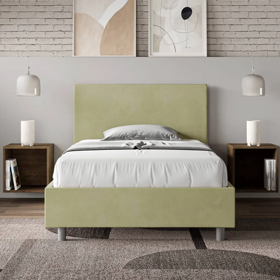 Letto Una Piazza e Mezzo 120x200 cm con Testata in Microfibra Made in Italy - Pallone Viadurini