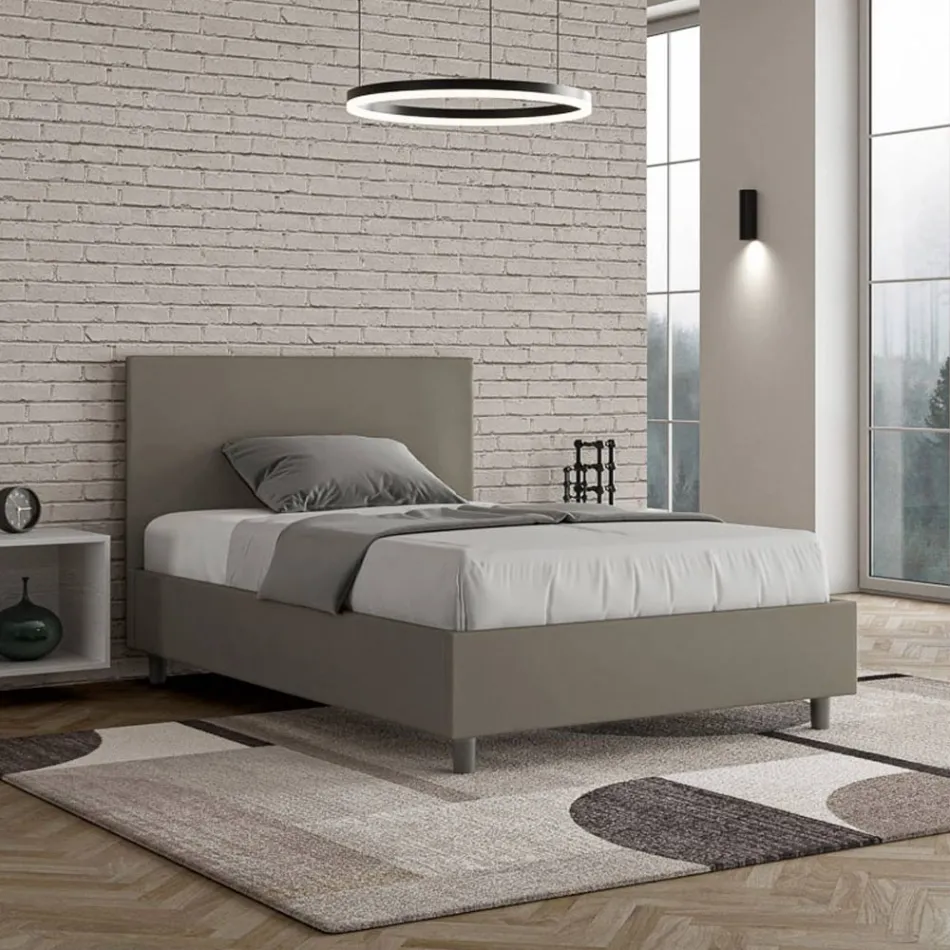 Letto Una Piazza e Mezzo 120x200 cm con Testata in Similpelle Made in Italy - Pallone Viadurini