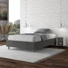 Letto Una Piazza e Mezzo 120x200 cm Rivestito in Microfibra Made in Italy - Atleta Viadurini