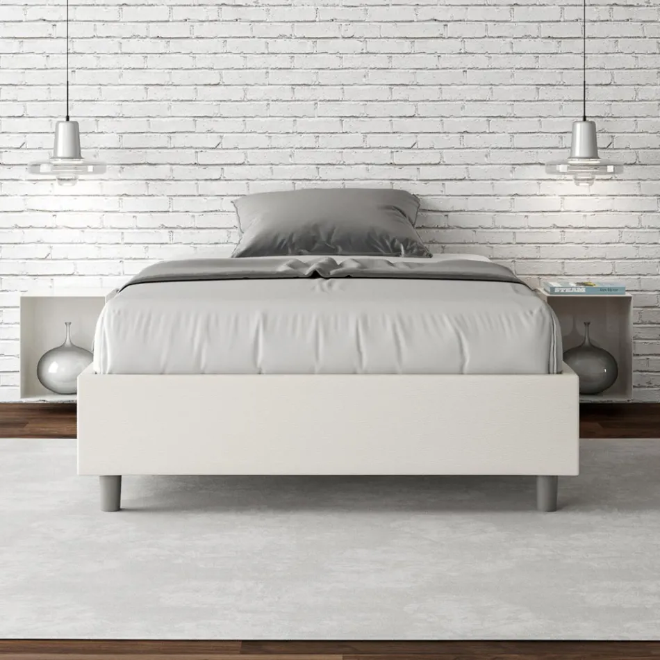 Letto Una Piazza e Mezzo 120x200 cm Rivestito in Similpelle Made in Italy - Atleta Viadurini