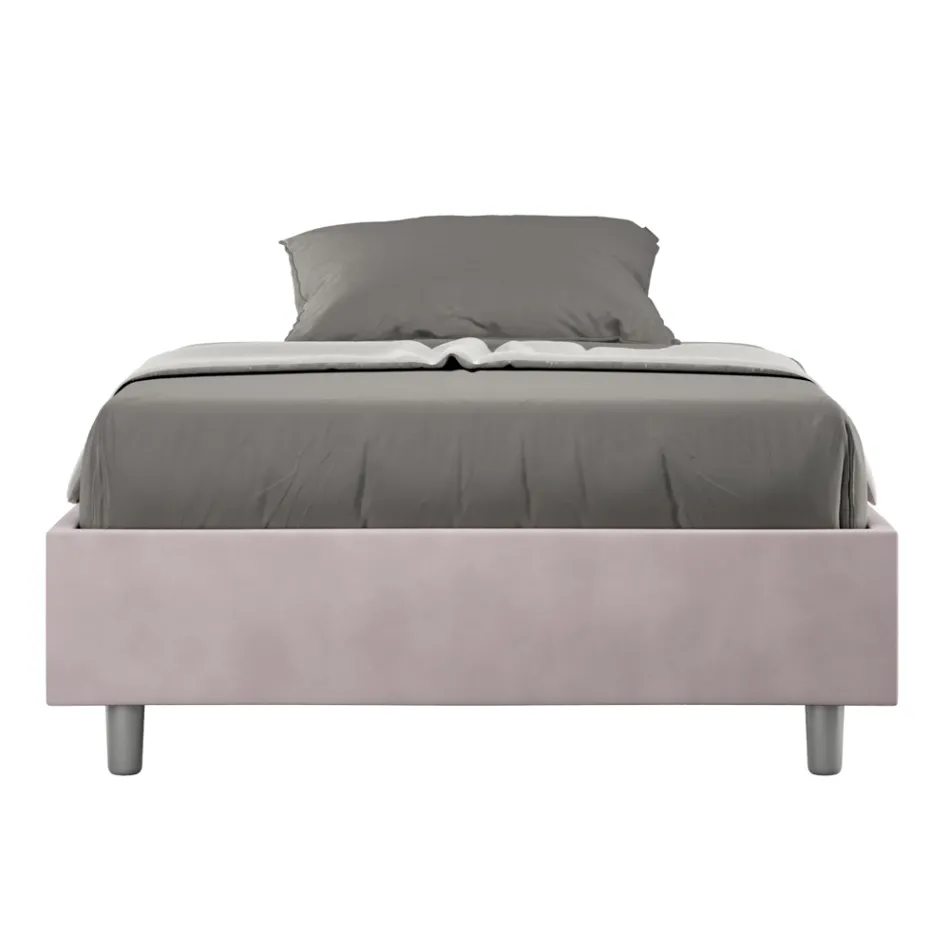 Letto Una Piazza e Mezzo 140x200 cm Rivestito in Microfibra Made in Italy - Atleta Viadurini