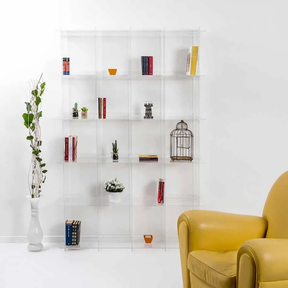 Libreria a muro design moderno in plexiglass trasparente Sfera4 Viadurini